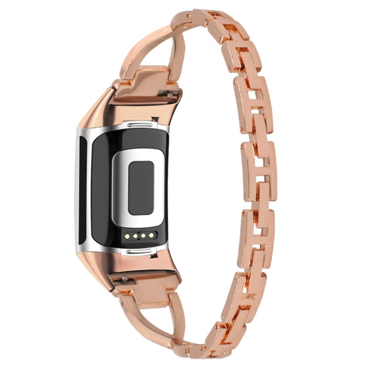 For Fitbit Charge 2 Diamond Metal Watch Band(Rose Gold) - Smart Wear by PMC Jewellery | Online Shopping South Africa | PMC Jewellery