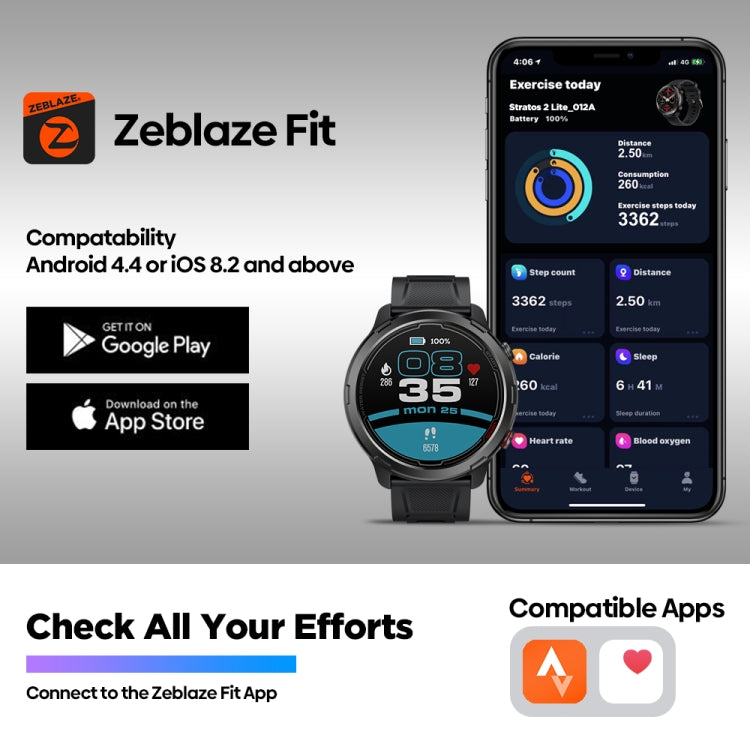 Zeblaze Stratos 2 Lite 1.32 inch IPS Screen 5 ATM Waterproof GPS Smart Watch, Support Heart Rate Monitoring / Sports Mode(Black) -  by Zeblaze | Online Shopping South Africa | PMC Jewellery