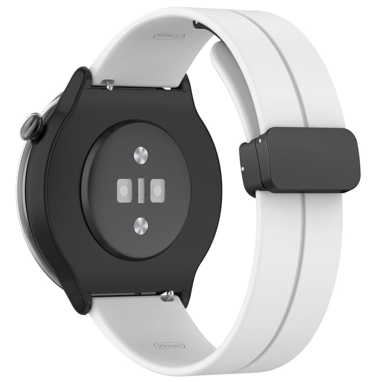 For Amazfit GTR Mini Magnetic Fold Clasp Black Buckle Silicone Watch Band(White) - Smart Wear by PMC Jewellery | Online Shopping South Africa | PMC Jewellery