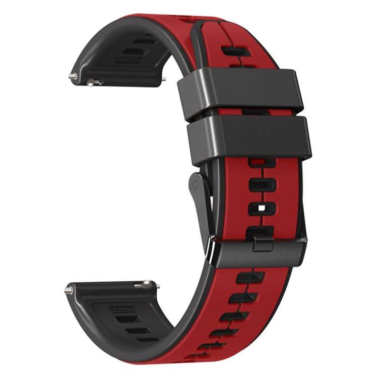 22mm Universal Vertical Line Two-Color Silicone Watch Band(Red+Black) - Smart Wear by PMC Jewellery | Online Shopping South Africa | PMC Jewellery