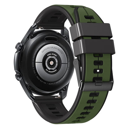 22mm Universal Vertical Line Two-Color Silicone Watch Band(Army Green+Black) - Smart Wear by PMC Jewellery | Online Shopping South Africa | PMC Jewellery