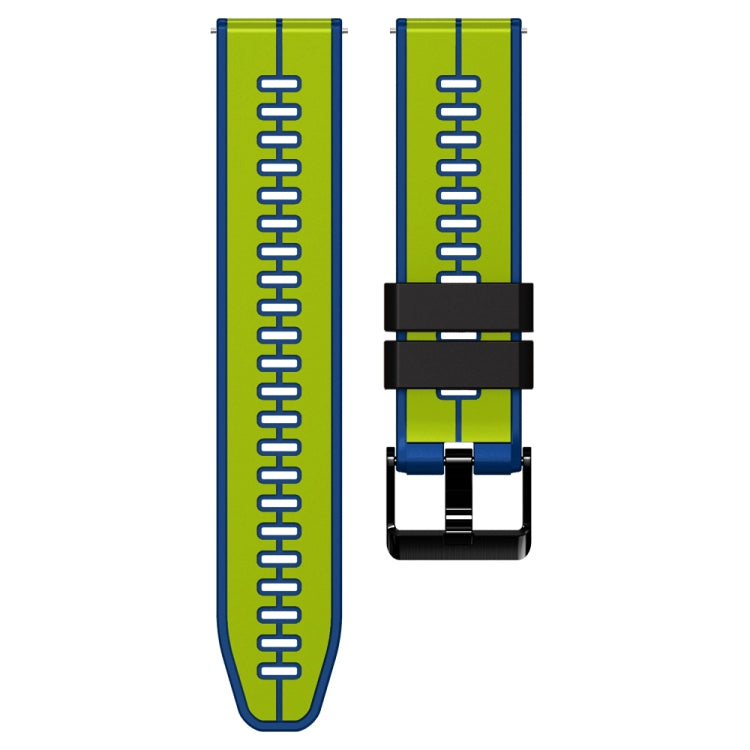 22mm Universal Vertical Line Two-Color Silicone Watch Band(Lime+Blue) - Smart Wear by PMC Jewellery | Online Shopping South Africa | PMC Jewellery