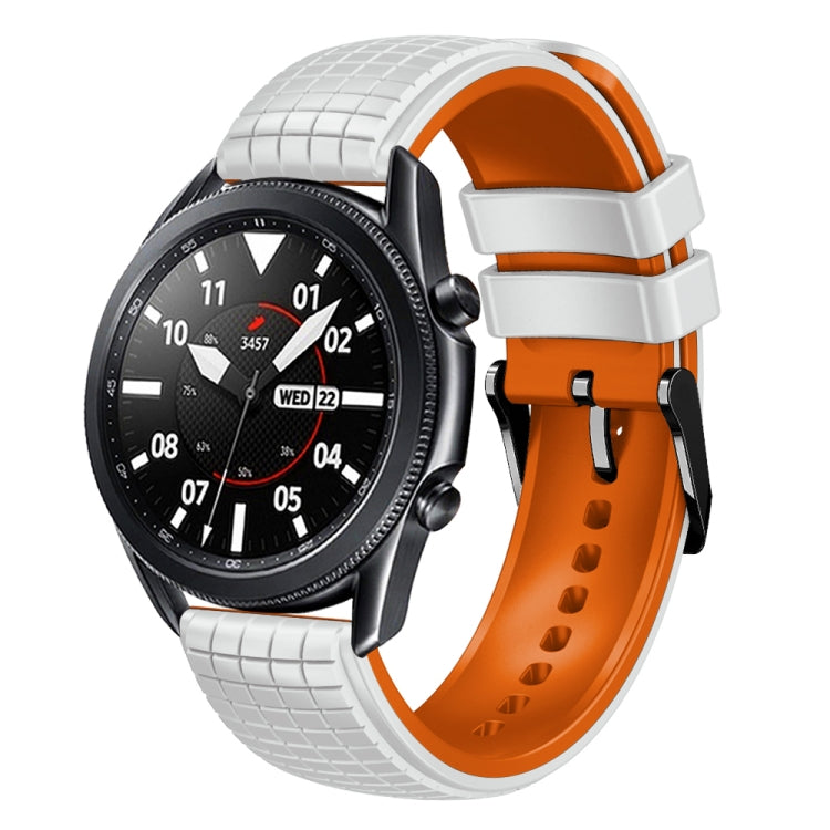 20mm Universal Mesh Two-Tone Silicone Watch Band(White Orange) - Smart Wear by PMC Jewellery | Online Shopping South Africa | PMC Jewellery