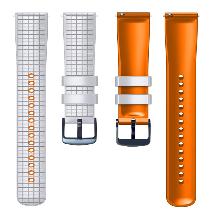 20mm Universal Mesh Two-Tone Silicone Watch Band(White Orange) - Smart Wear by PMC Jewellery | Online Shopping South Africa | PMC Jewellery