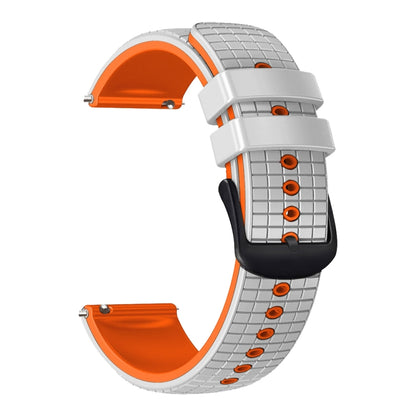 22mm Universal Mesh Two-Tone Silicone Watch Band(White Orange) - Smart Wear by PMC Jewellery | Online Shopping South Africa | PMC Jewellery