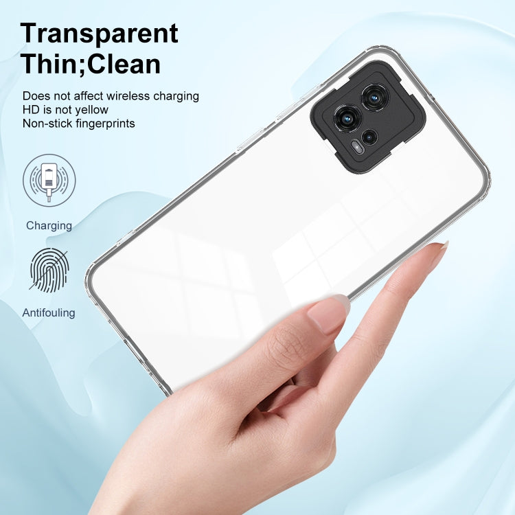 For Motorola Moto G72 5G 3 in 1 Clear TPU Color PC Frame Phone Case(Black) - Motorola Cases by PMC Jewellery | Online Shopping South Africa | PMC Jewellery