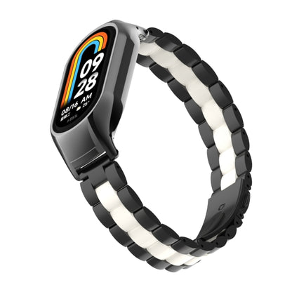 For Xiaomi Mi Band 8 Integrated Metal Case + Three-bead Watch Band(Black+White) - Smart Wear by PMC Jewellery | Online Shopping South Africa | PMC Jewellery