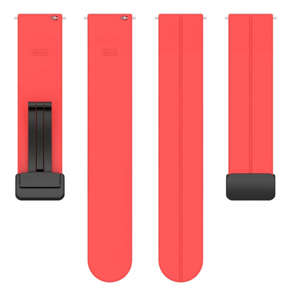 20mm Universal Flat Head Groove Folding Black Buckle Silicone Watch Band(Red) - Smart Wear by PMC Jewellery | Online Shopping South Africa | PMC Jewellery