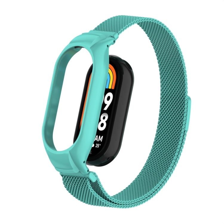 For Xiaomi Mi Band 8 Integrated Metal Case + Milanese Magnetic Watch Band(Tiffany Blue) - Smart Wear by PMC Jewellery | Online Shopping South Africa | PMC Jewellery