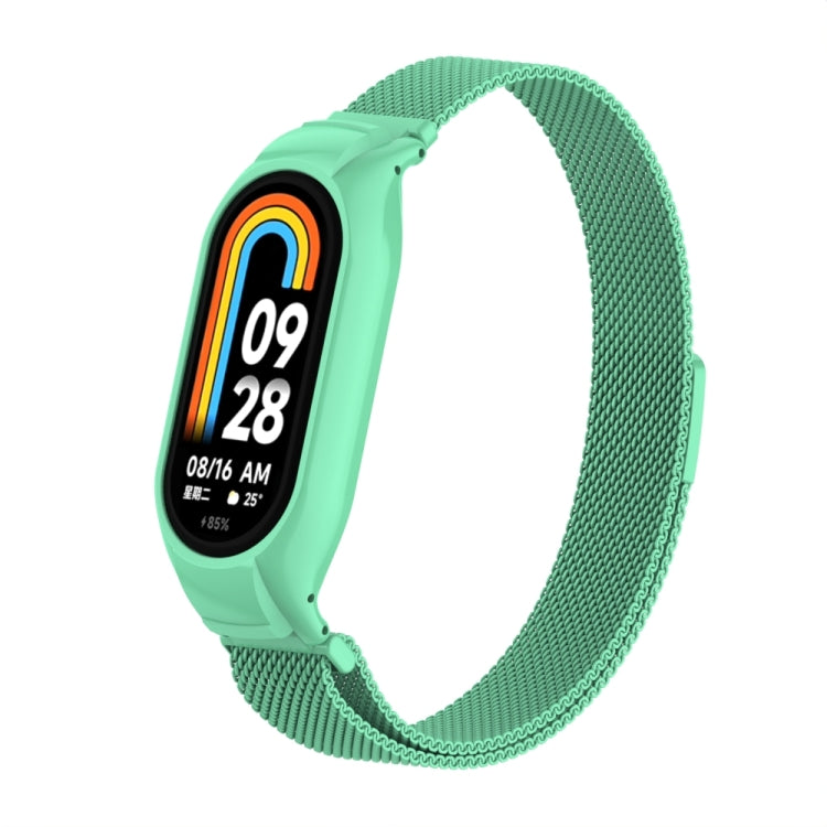 For Xiaomi Mi Band 8 Integrated Metal Case + Milanese Magnetic Watch Band(Blue Sea) - Smart Wear by PMC Jewellery | Online Shopping South Africa | PMC Jewellery