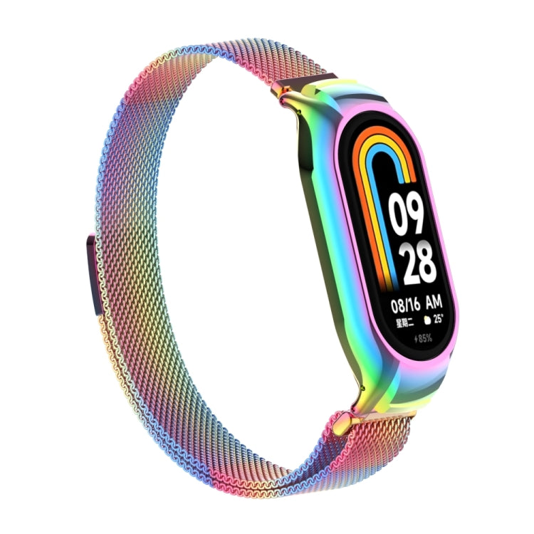 For Xiaomi Mi Band 8 Integrated Metal Case + Milanese Magnetic Watch Band(Colorful) - Smart Wear by PMC Jewellery | Online Shopping South Africa | PMC Jewellery