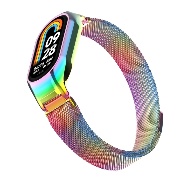 For Xiaomi Mi Band 8 Integrated Metal Case + Milanese Magnetic Watch Band(Colorful) - Smart Wear by PMC Jewellery | Online Shopping South Africa | PMC Jewellery