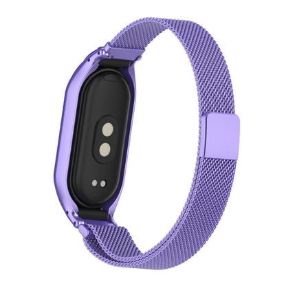 For Xiaomi Mi Band 8 Integrated Metal Case + Milanese Magnetic Watch Band(Hyun Purple) - Smart Wear by PMC Jewellery | Online Shopping South Africa | PMC Jewellery