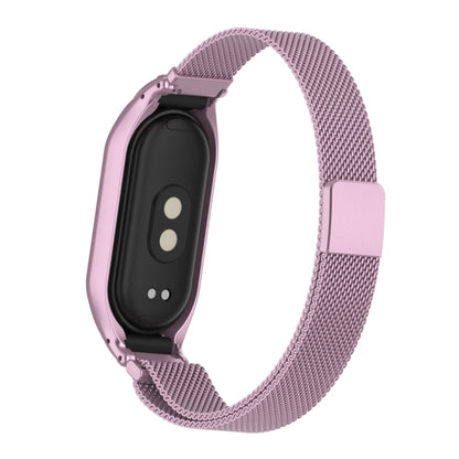 For Xiaomi Mi Band 8 Integrated Metal Case + Milanese Magnetic Watch Band(Rose Pink) - Smart Wear by PMC Jewellery | Online Shopping South Africa | PMC Jewellery