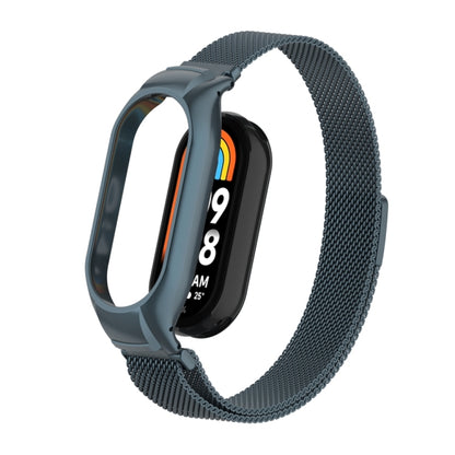 For Xiaomi Mi Band 8 Integrated Metal Case + Milanese Magnetic Watch Band(Titanium Gray) - Smart Wear by PMC Jewellery | Online Shopping South Africa | PMC Jewellery