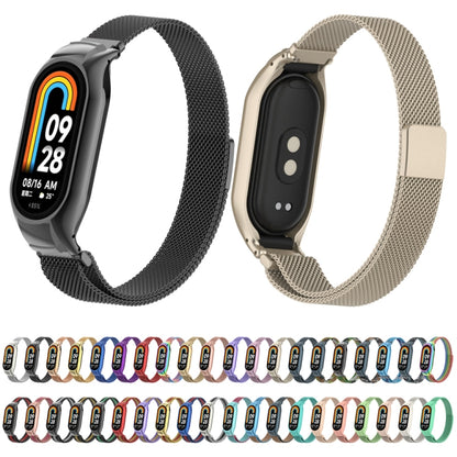 For Xiaomi Mi Band 8 Integrated Metal Case + Milanese Magnetic Watch Band(Silver) - Smart Wear by PMC Jewellery | Online Shopping South Africa | PMC Jewellery