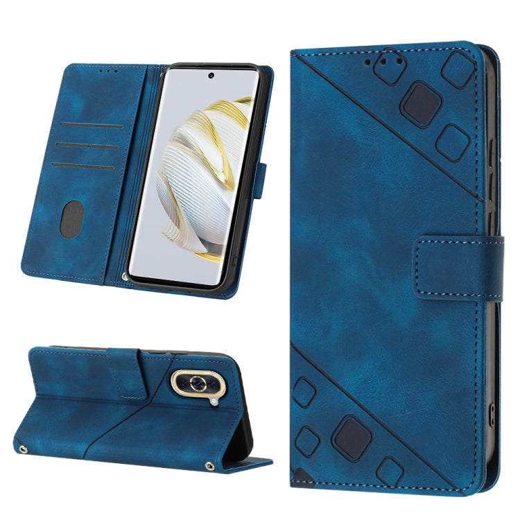 For Huawei nova 10 Skin-feel Embossed Leather Phone Case(Blue) - Huawei Cases by PMC Jewellery | Online Shopping South Africa | PMC Jewellery