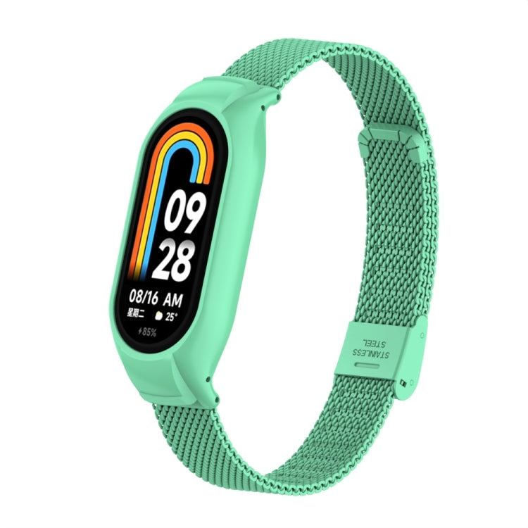 For Xiaomi Mi Band 8 Integrated Metal Case + Steel Mesh Buckle Watch Band(Blue Sea) - Smart Wear by PMC Jewellery | Online Shopping South Africa | PMC Jewellery