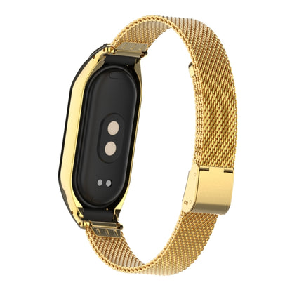 For Xiaomi Mi Band 8 Integrated Metal Case + Steel Mesh Buckle Watch Band(Gold) - Smart Wear by PMC Jewellery | Online Shopping South Africa | PMC Jewellery