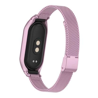 For Xiaomi Mi Band 8 Integrated Metal Case + Steel Mesh Buckle Watch Band(Rose Pink) - Smart Wear by PMC Jewellery | Online Shopping South Africa | PMC Jewellery