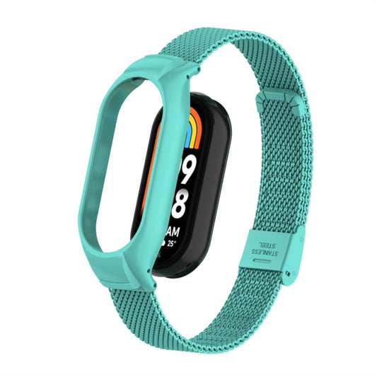 For Xiaomi Mi Band 8 Integrated Metal Case + Steel Mesh Buckle Watch Band(Tiffany Blue) - Smart Wear by PMC Jewellery | Online Shopping South Africa | PMC Jewellery