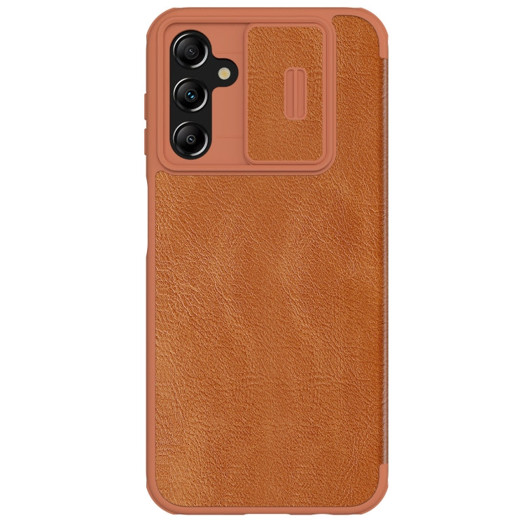 For Samsung Galaxy A14 4G NILLKIN QIN Series Pro Sliding Camera Cover Design Leather Phone Case(Brown) - Galaxy Phone Cases by NILLKIN | Online Shopping South Africa | PMC Jewellery