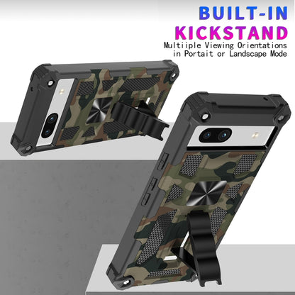 For Google Pixel 7a Camouflage Armor Kickstand TPU + PC Magnetic Phone Case(Mint Green) - Google Cases by PMC Jewellery | Online Shopping South Africa | PMC Jewellery