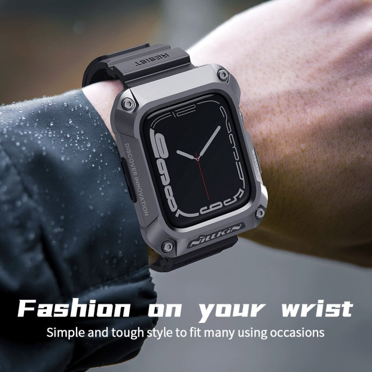 NILLKIN Ruidong Series Alloy + TPU Integrated Watch Band For Apple Watch Series 8&7 45mm(Grey) - Smart Wear by NILLKIN | Online Shopping South Africa | PMC Jewellery