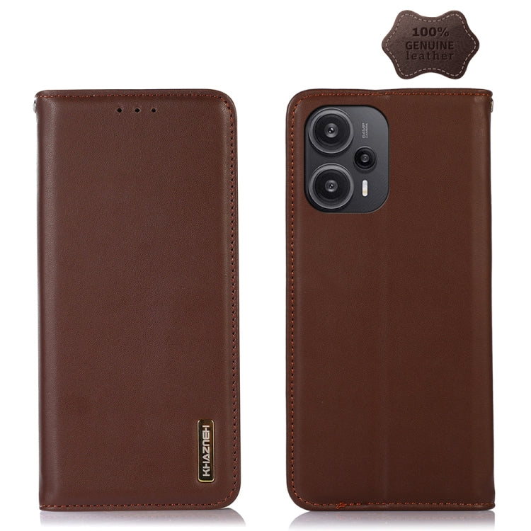 For Xiaomi Redmi Note 12 Turbo 5G KHAZNEH Nappa Top Layer Cowhide Leather Phone Case(Brown) - Xiaomi Cases by PMC Jewellery | Online Shopping South Africa | PMC Jewellery