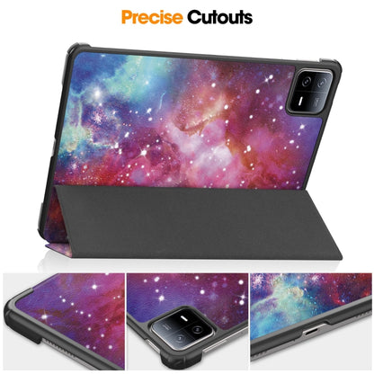 For Xiaomi Pad 6 / 6 Pro Custer Painted 3-Fold Stand Leather Smart Tablet Case(Milky Way) -  by PMC Jewellery | Online Shopping South Africa | PMC Jewellery