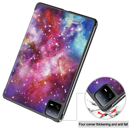 For Xiaomi Pad 6 / 6 Pro Custer Painted 3-Fold Stand Leather Smart Tablet Case(Milky Way) -  by PMC Jewellery | Online Shopping South Africa | PMC Jewellery