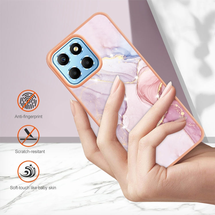 For Honor X8 5G Electroplating Marble Dual-side IMD Phone Case(Rose Gold 005) - Honor Cases by PMC Jewellery | Online Shopping South Africa | PMC Jewellery