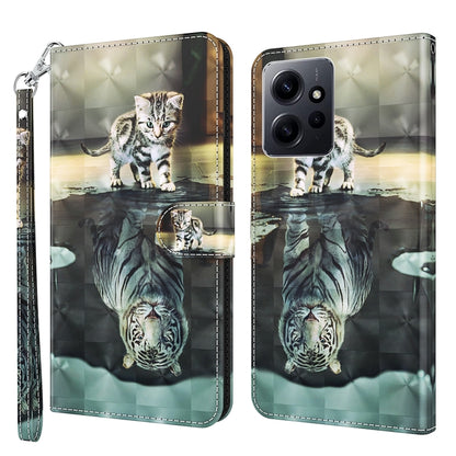 For Xiaomi Redmi Note 12 4G Global 3D Painting Pattern Flip Leather Phone Case(Cat Tiger) - Note 12 Cases by PMC Jewellery | Online Shopping South Africa | PMC Jewellery