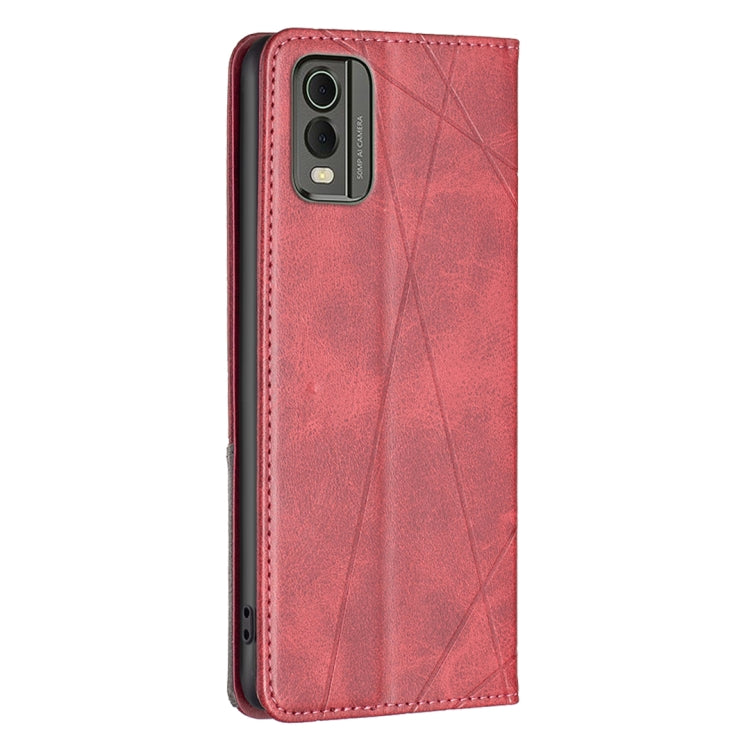 For Nokia C32 Rhombus Texture Magnetic Leather Phone Case(Red) - Nokia Cases by PMC Jewellery | Online Shopping South Africa | PMC Jewellery