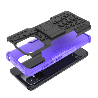 For Xiaomi Redmi 12C Tire Texture TPU + PC Phone Case with Holder(Purple) - Xiaomi Cases by PMC Jewellery | Online Shopping South Africa | PMC Jewellery