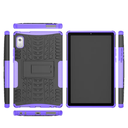 For Lenovo Tab M9 Tire Texture TPU + PC Tablet Case with Holder(Purple) - For Lenovo by PMC Jewellery | Online Shopping South Africa | PMC Jewellery