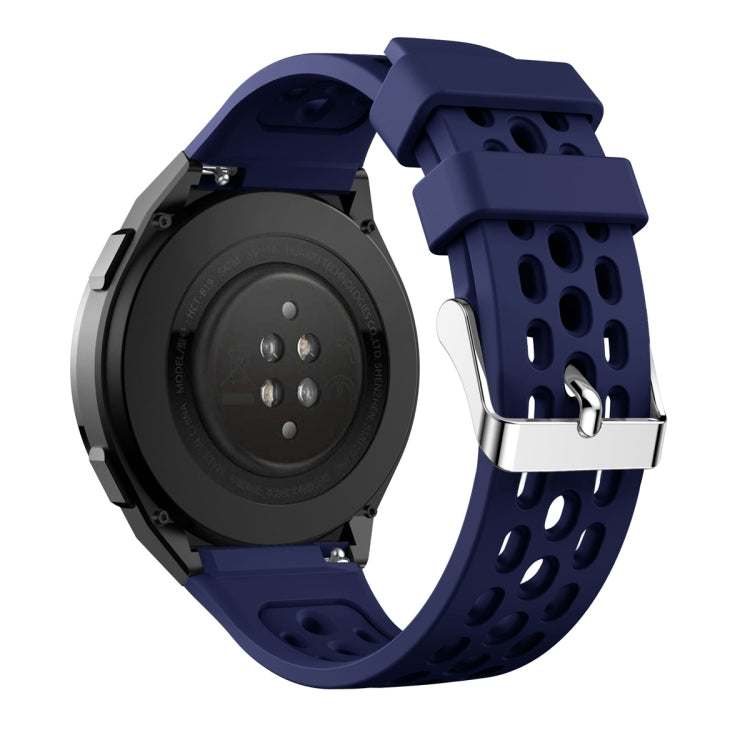 For Huawei Watch GT 2e Solid Color Round Hole Silicone Watch Band(Midnight Blue) - Smart Wear by PMC Jewellery | Online Shopping South Africa | PMC Jewellery