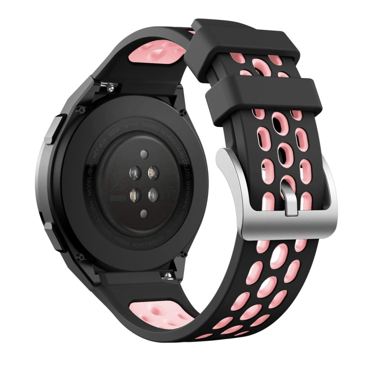 For Huawei Watch GT 2e Two Color Round Hole Silicone Watch Band(Balck Light Pink) - Smart Wear by PMC Jewellery | Online Shopping South Africa | PMC Jewellery