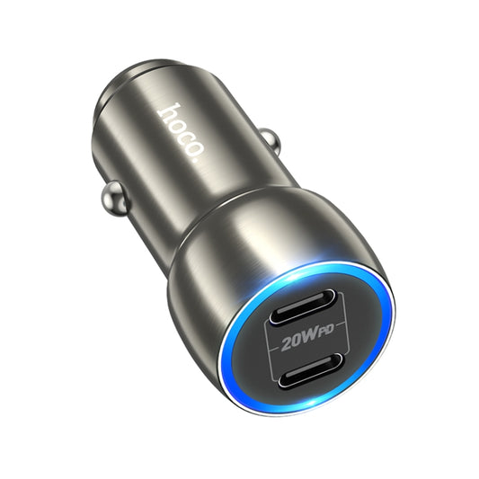 hoco Z48 Tough 40W Dual USB-C / Type-C Port Car Charger(Metal Grey) - Car Charger by hoco | Online Shopping South Africa | PMC Jewellery