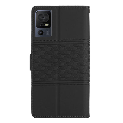 For TCL 40 SE Diamond Embossed Skin Feel Leather Phone Case with Lanyard(Black) - More Brand by PMC Jewellery | Online Shopping South Africa | PMC Jewellery