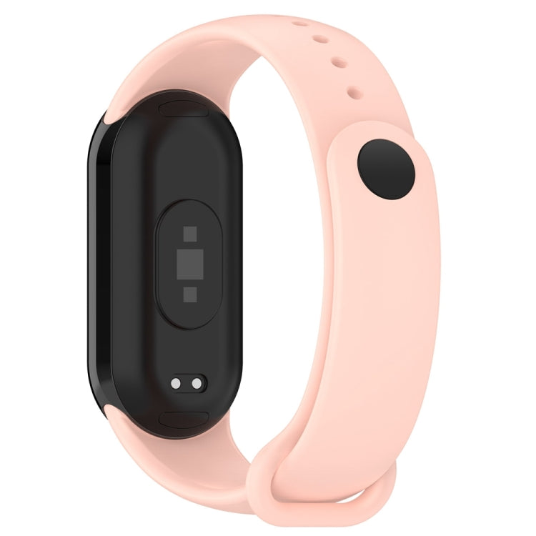 For Xiaomi Mi Band 8 Solid Color Stainless Steel Plug Replacement Watch Band (Light Pink) - Watch Bands by PMC Jewellery | Online Shopping South Africa | PMC Jewellery