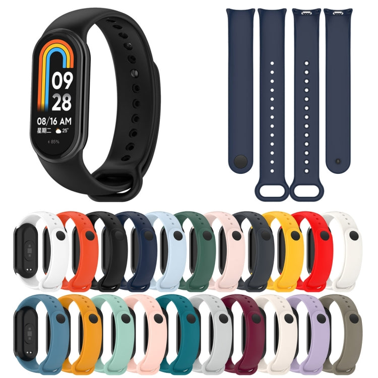 For Xiaomi Mi Band 8 Solid Color Stainless Steel Plug Replacement Watch Band (Blue) - Watch Bands by PMC Jewellery | Online Shopping South Africa | PMC Jewellery