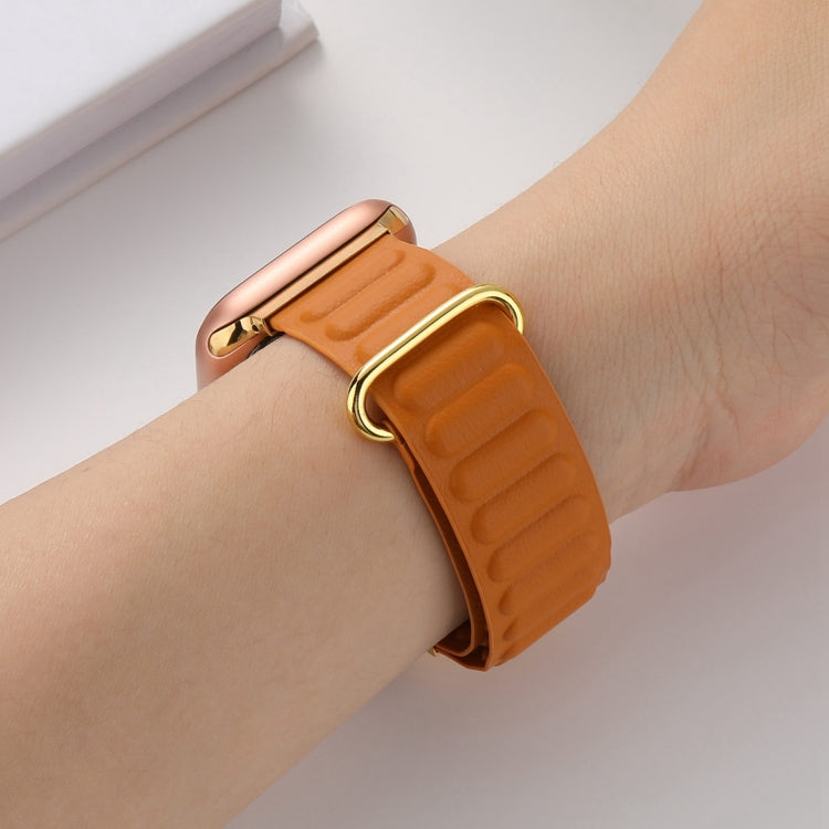 Magnetic Reverse Buckle Watch Band For Apple Watch Series 8&7 41mm(Orange) - Smart Wear by PMC Jewellery | Online Shopping South Africa | PMC Jewellery