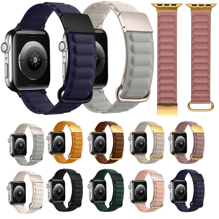 Magnetic Reverse Buckle Watch Band For Apple Watch Series 8&7 41mm(Saddle Brown) - Smart Wear by PMC Jewellery | Online Shopping South Africa | PMC Jewellery