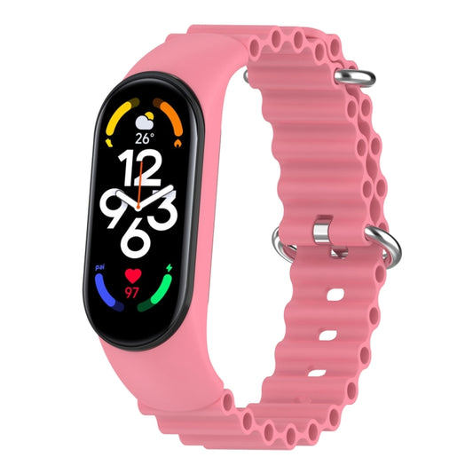 For Xiaomi Mi Band 7 / 6 / 5 / 4 / 3 Solid Color Marine Silicone Breathable Watch Band(Pink) - Smart Wear by PMC Jewellery | Online Shopping South Africa | PMC Jewellery