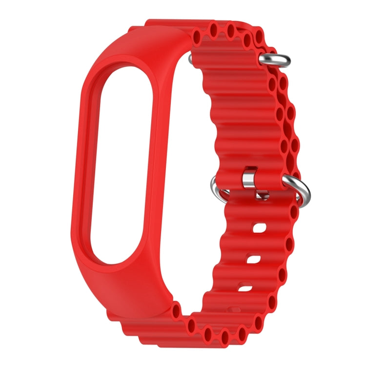 For Xiaomi Mi Band 7 / 6 / 5 / 4 / 3 Solid Color Marine Silicone Breathable Watch Band(Red) - Smart Wear by PMC Jewellery | Online Shopping South Africa | PMC Jewellery