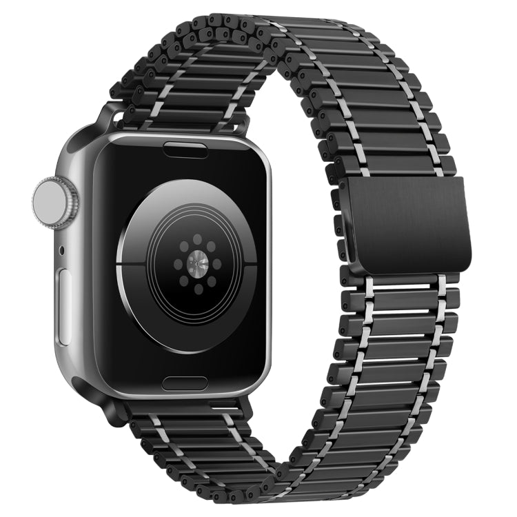 Chain Magnetic Stainless Steel Watch Band For Apple Watch Ultra 49mm / Series 8&7 45mm / SE 2&6&SE&5&4 44mm / 3&2&1 42mm(Black+Silver) - Smart Wear by PMC Jewellery | Online Shopping South Africa | PMC Jewellery