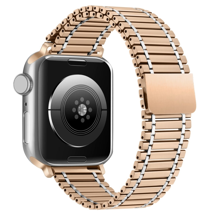 Chain Magnetic Stainless Steel Watch Band For Apple Watch Ultra 49mm / Series 8&7 45mm / SE 2&6&SE&5&4 44mm / 3&2&1 42mm(Rose Gold+Silver) - Smart Wear by PMC Jewellery | Online Shopping South Africa | PMC Jewellery