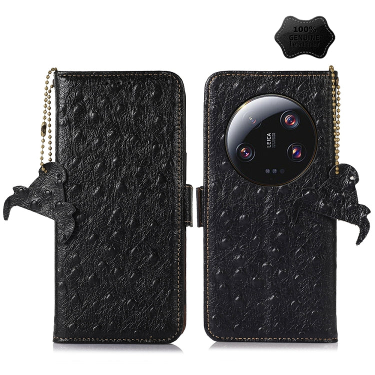 For Xiaomi 13 Ultra Ostrich Pattern Genuine Leather RFID Phone Case(Black) - 13 Ultra Cases by PMC Jewellery | Online Shopping South Africa | PMC Jewellery