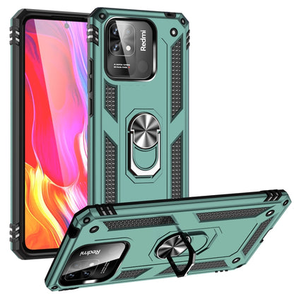 For Xiaomi Redmi 12C / 11A Shockproof TPU + PC Phone Case with Holder(Dark Green) - Mi 11 Ultra Cases by PMC Jewellery | Online Shopping South Africa | PMC Jewellery